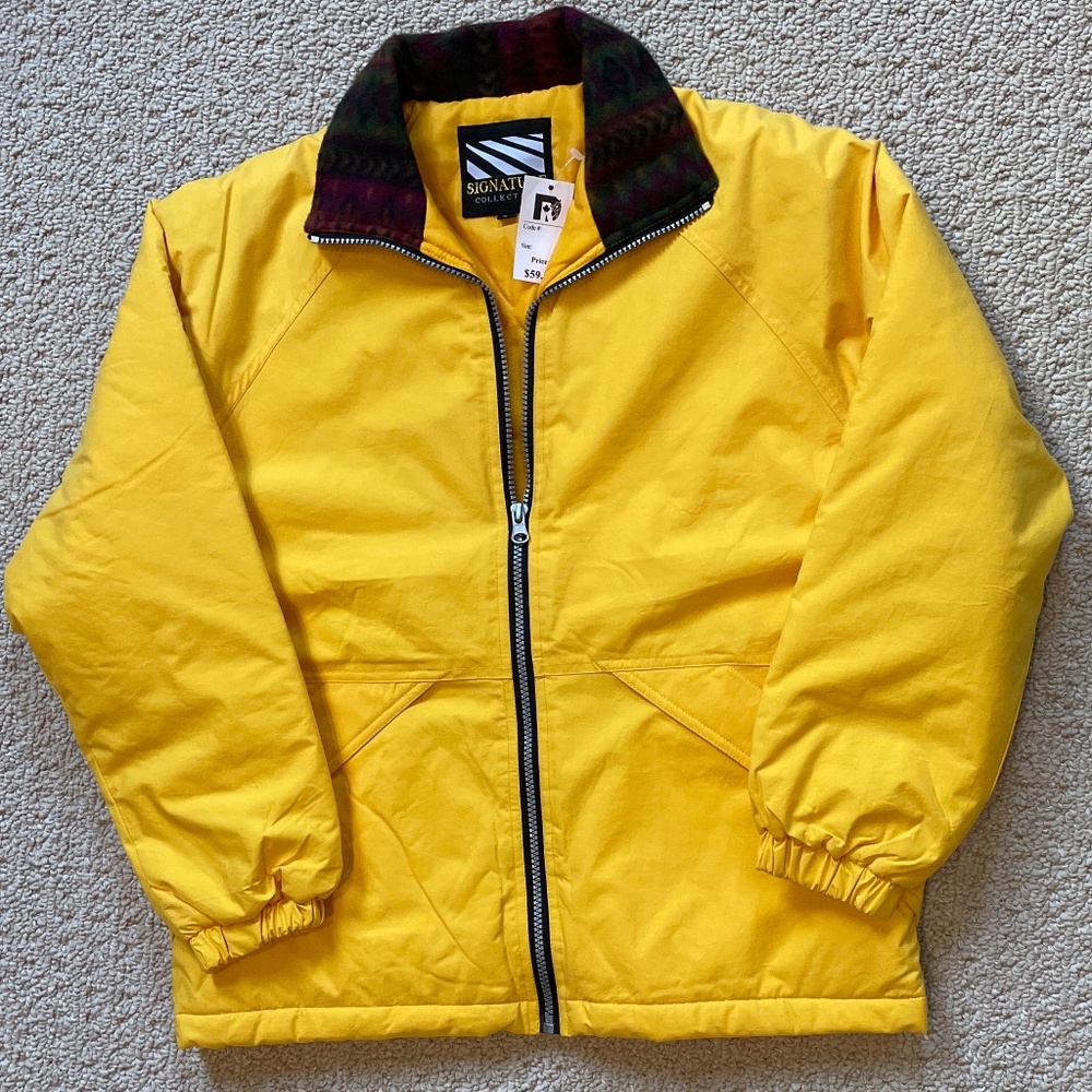 Yellow Jacket with Patterned Collar S BNWT